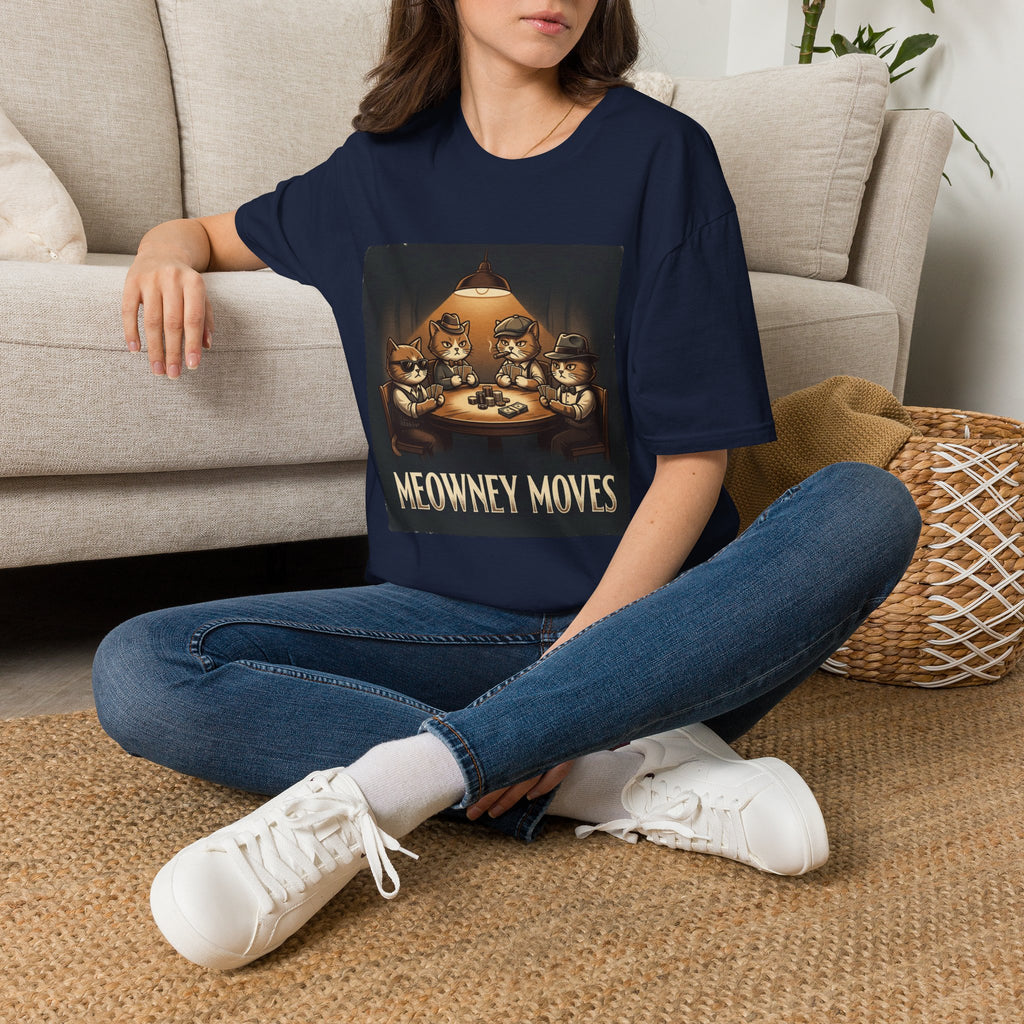 Meowney Moves Cats Playing Poker T-Shirt | Cute Cat Illustration