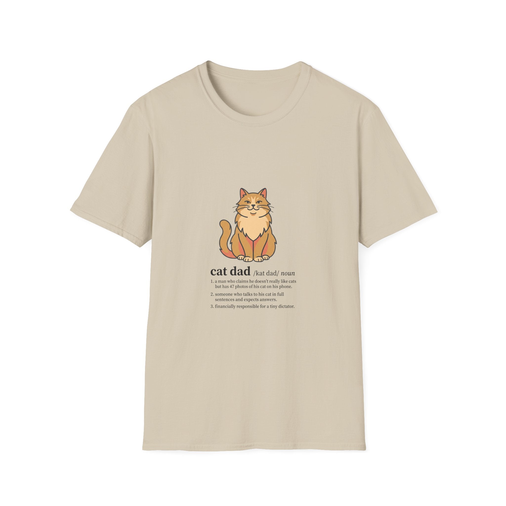 Cat Dad Definition Illustration T-Shirt |  Orange Longhair Cat Illustration