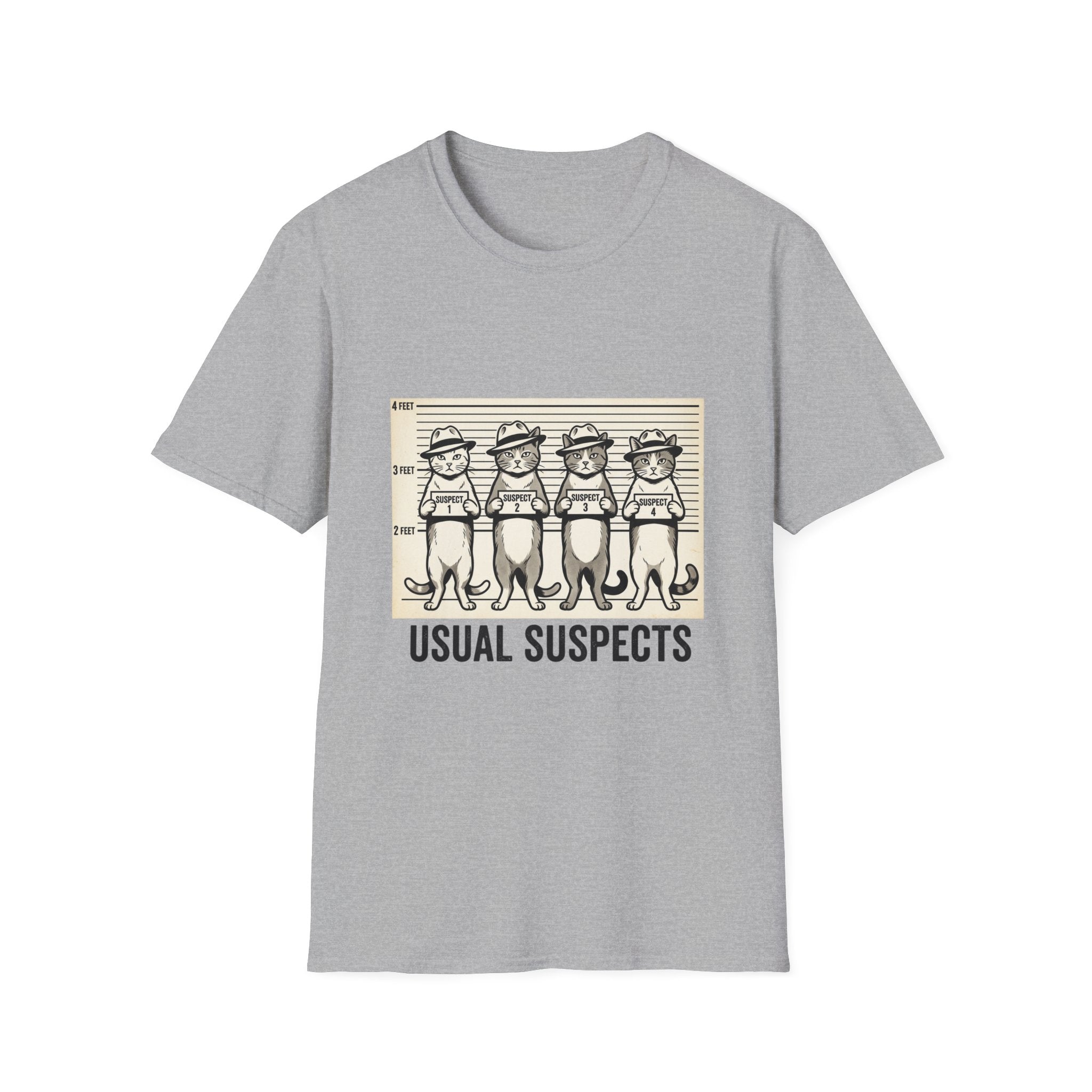 Usual Suspects Cat Mugshot T-Shirt | Funny Cat Police Lineup Tee