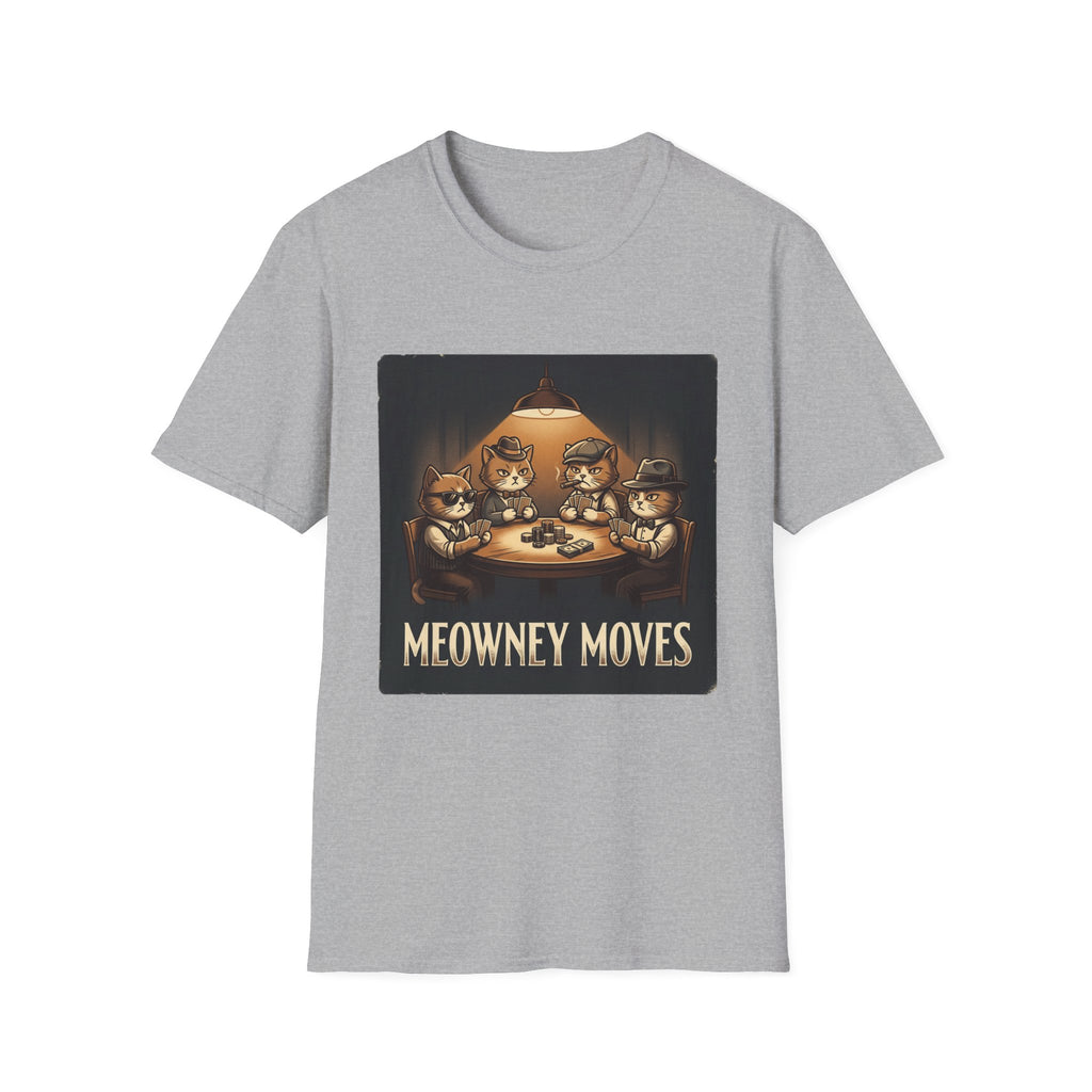 Meowney Moves Cats Playing Poker T-Shirt | Cute Cat Illustration