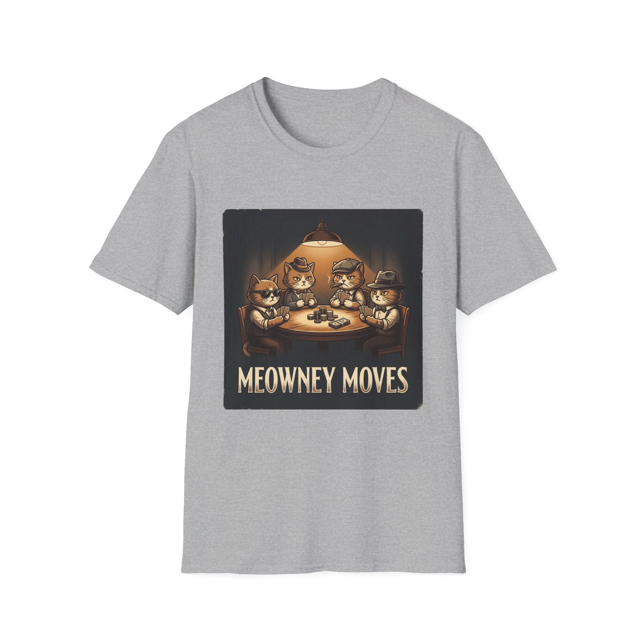 Meowney Moves Cats Playing Poker T-Shirt | Cute Cat Illustration