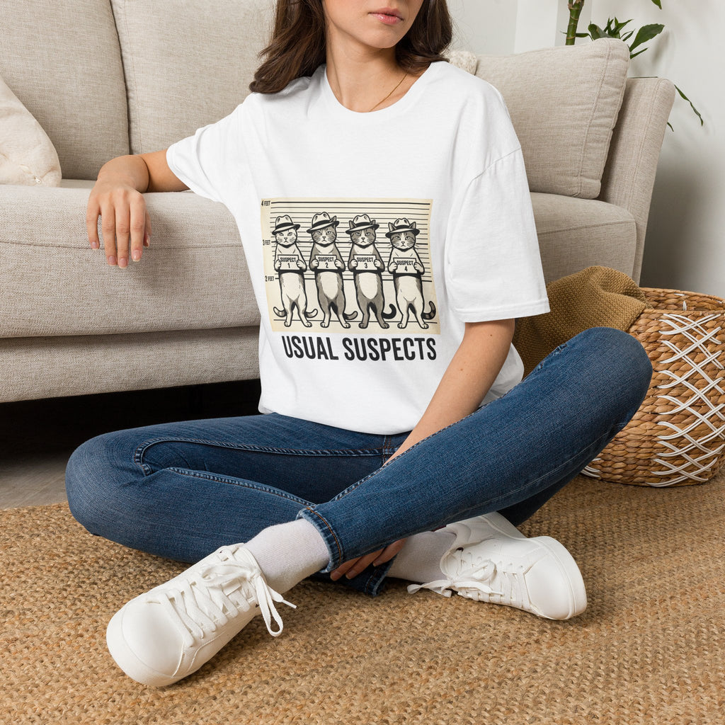 Usual Suspects Cat Mugshot T-Shirt | Funny Cat Police Lineup Tee