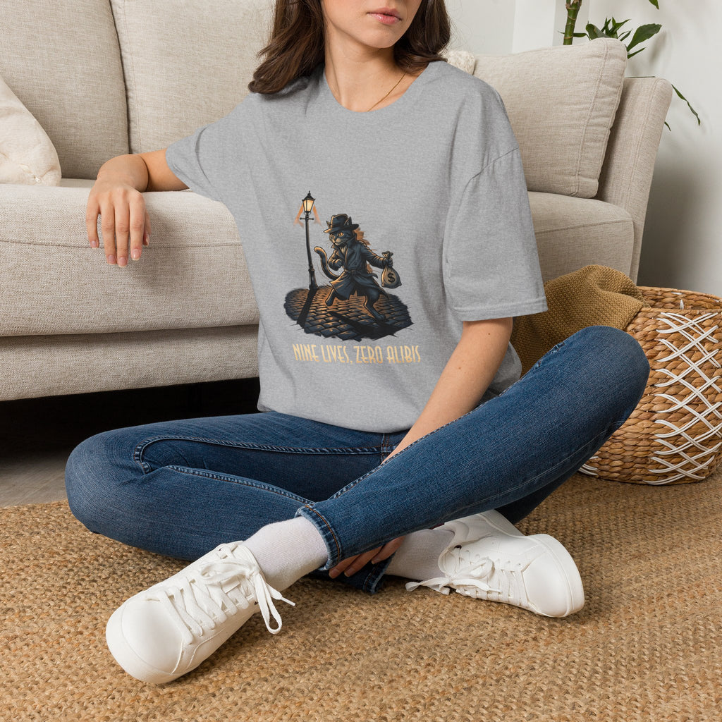 Victorian cat Thief T-Shirt | Lantern, Top Hat, Money Sack