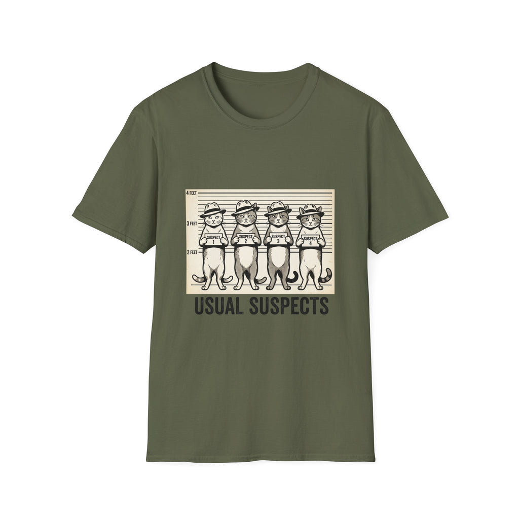 Usual Suspects Cat Mugshot T-Shirt | Funny Cat Police Lineup Tee