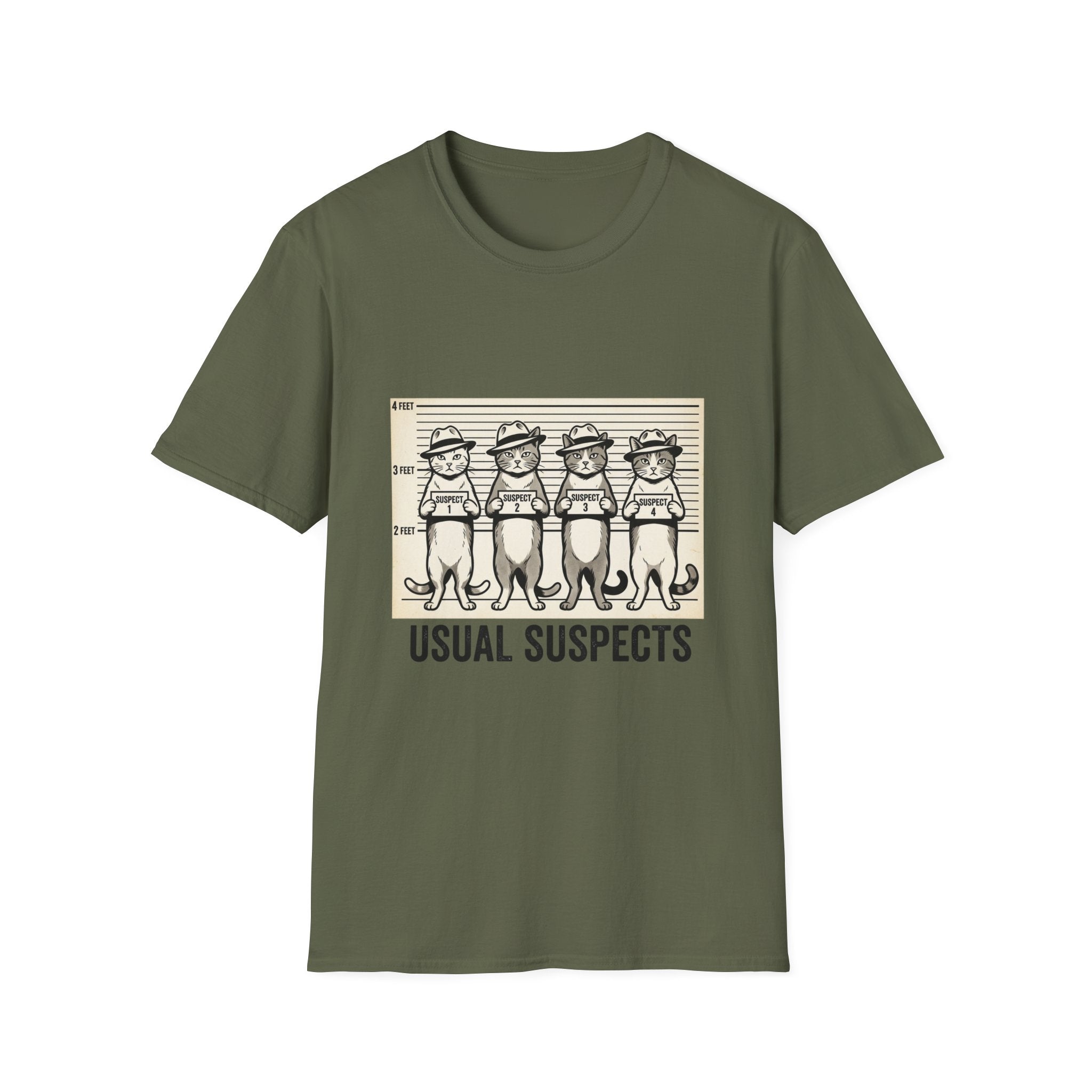 Usual Suspects Cat Mugshot T-Shirt | Funny Cat Police Lineup Tee