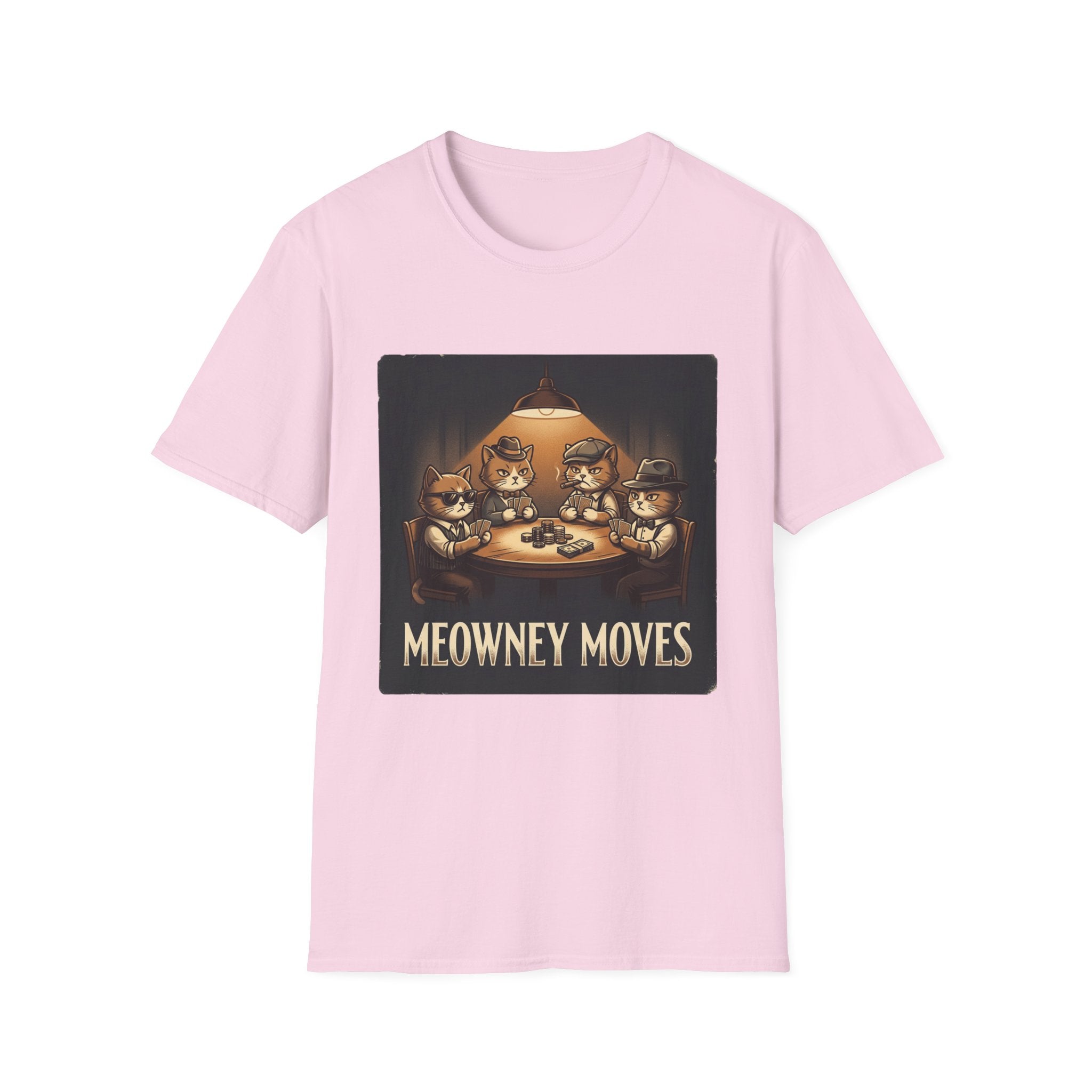 Meowney Moves Cats Playing Poker T-Shirt | Cute Cat Illustration