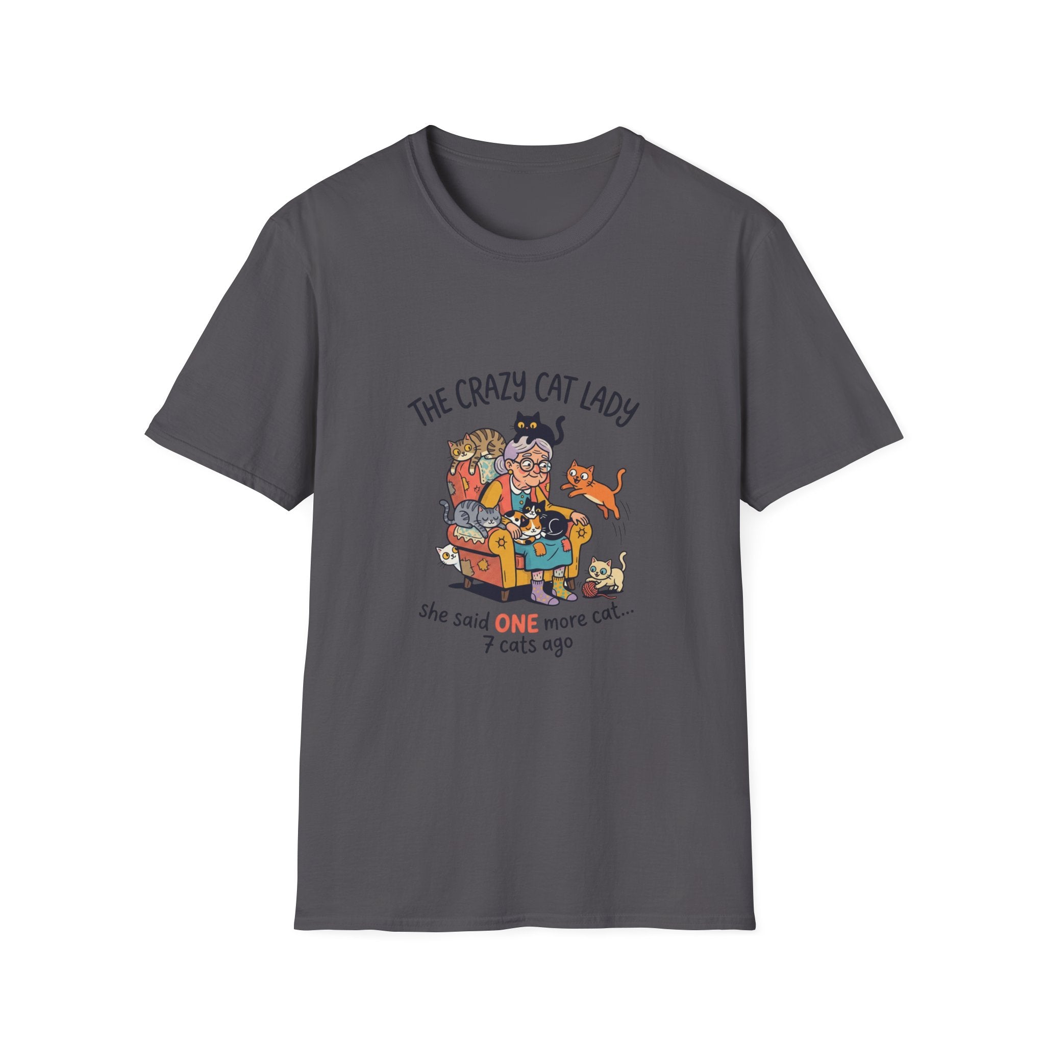 Crazy Cat Lady illustration T-Shirt | Cute cats, senior woman, whimsical design