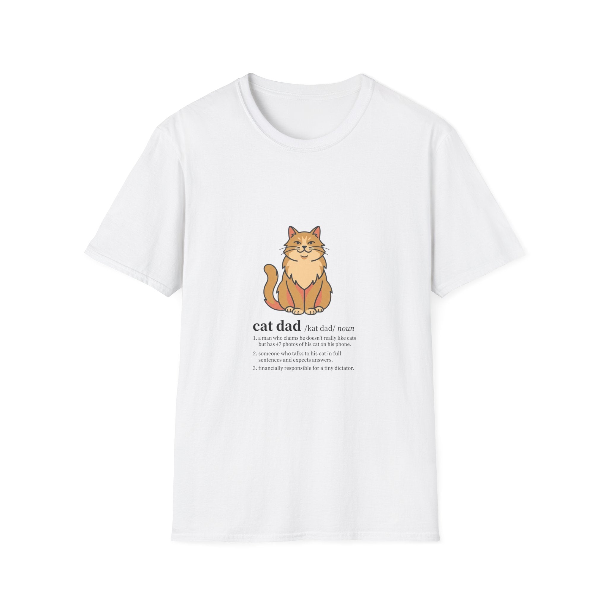 Cat Dad Definition Illustration T-Shirt |  Orange Longhair Cat Illustration