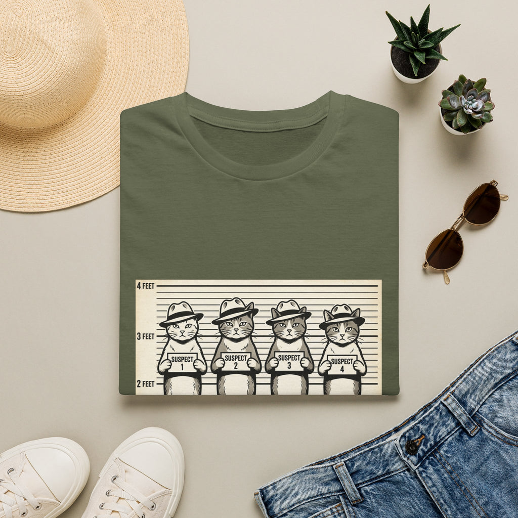 Usual Suspects Cat Mugshot T-Shirt | Funny Cat Police Lineup Tee