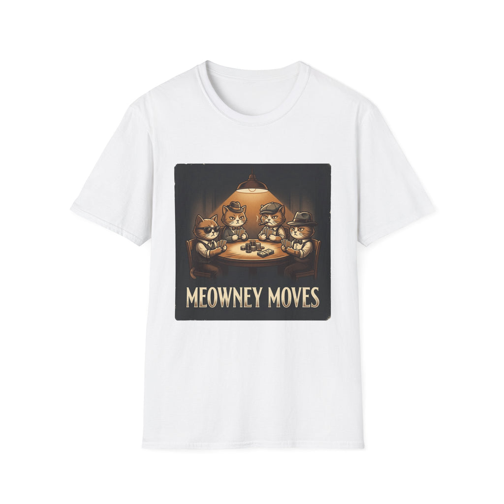 Meowney Moves Cats Playing Poker T-Shirt | Cute Cat Illustration