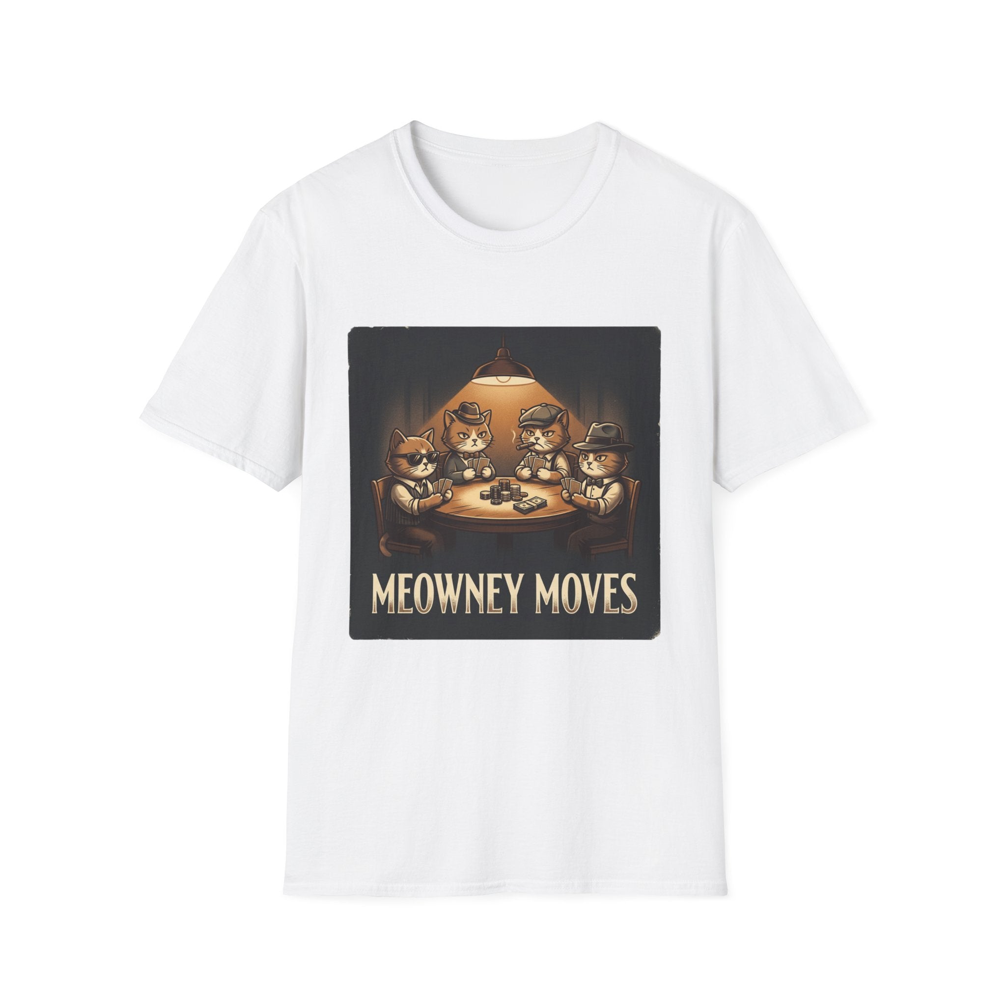 Meowney Moves Cats Playing Poker T-Shirt | Cute Cat Illustration