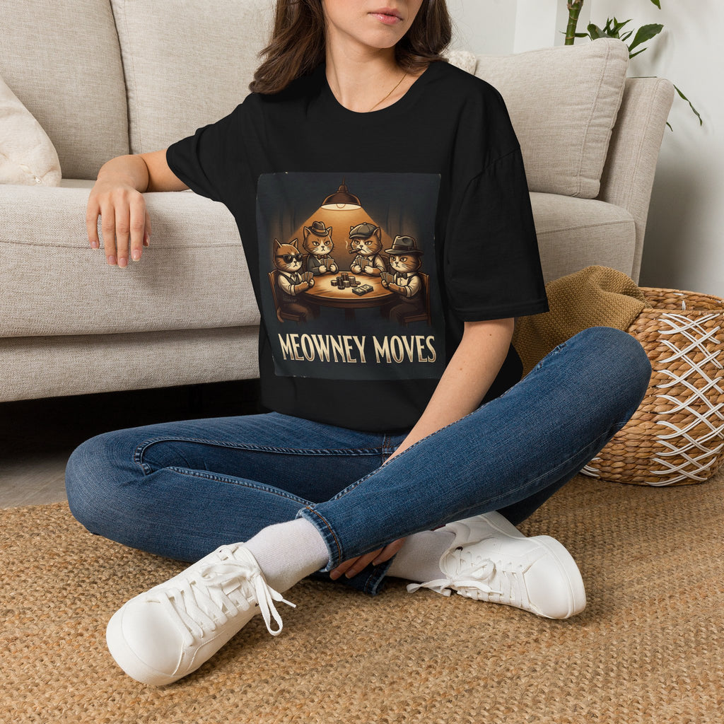 Meowney Moves Cats Playing Poker T-Shirt | Cute Cat Illustration