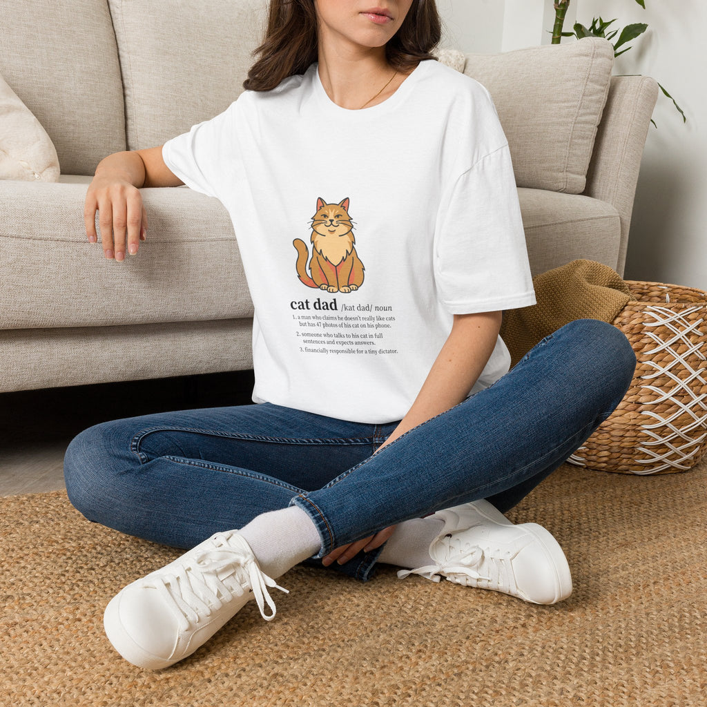Cat Dad Definition Illustration T-Shirt |  Orange Longhair Cat Illustration