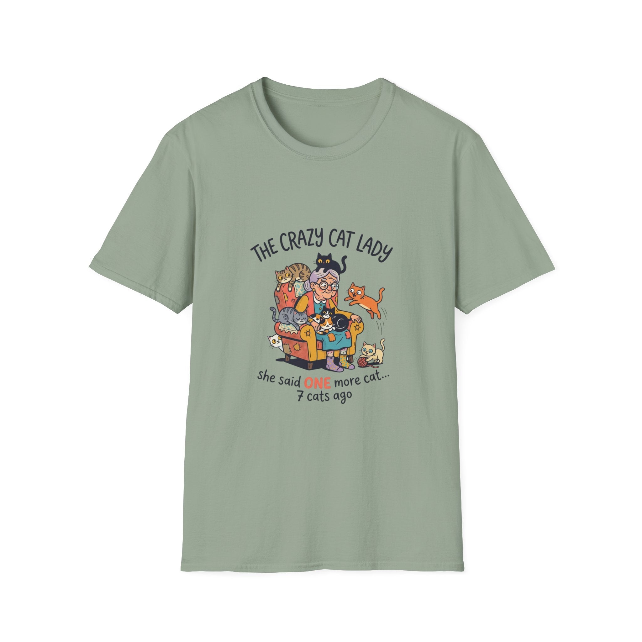 Crazy Cat Lady illustration T-Shirt | Cute cats, senior woman, whimsical design