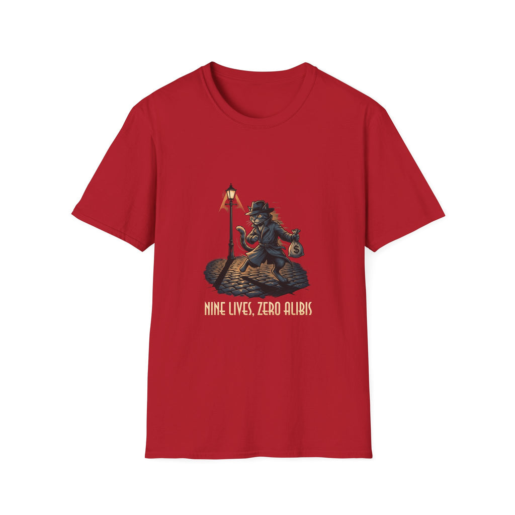 Victorian cat Thief T-Shirt | Lantern, Top Hat, Money Sack