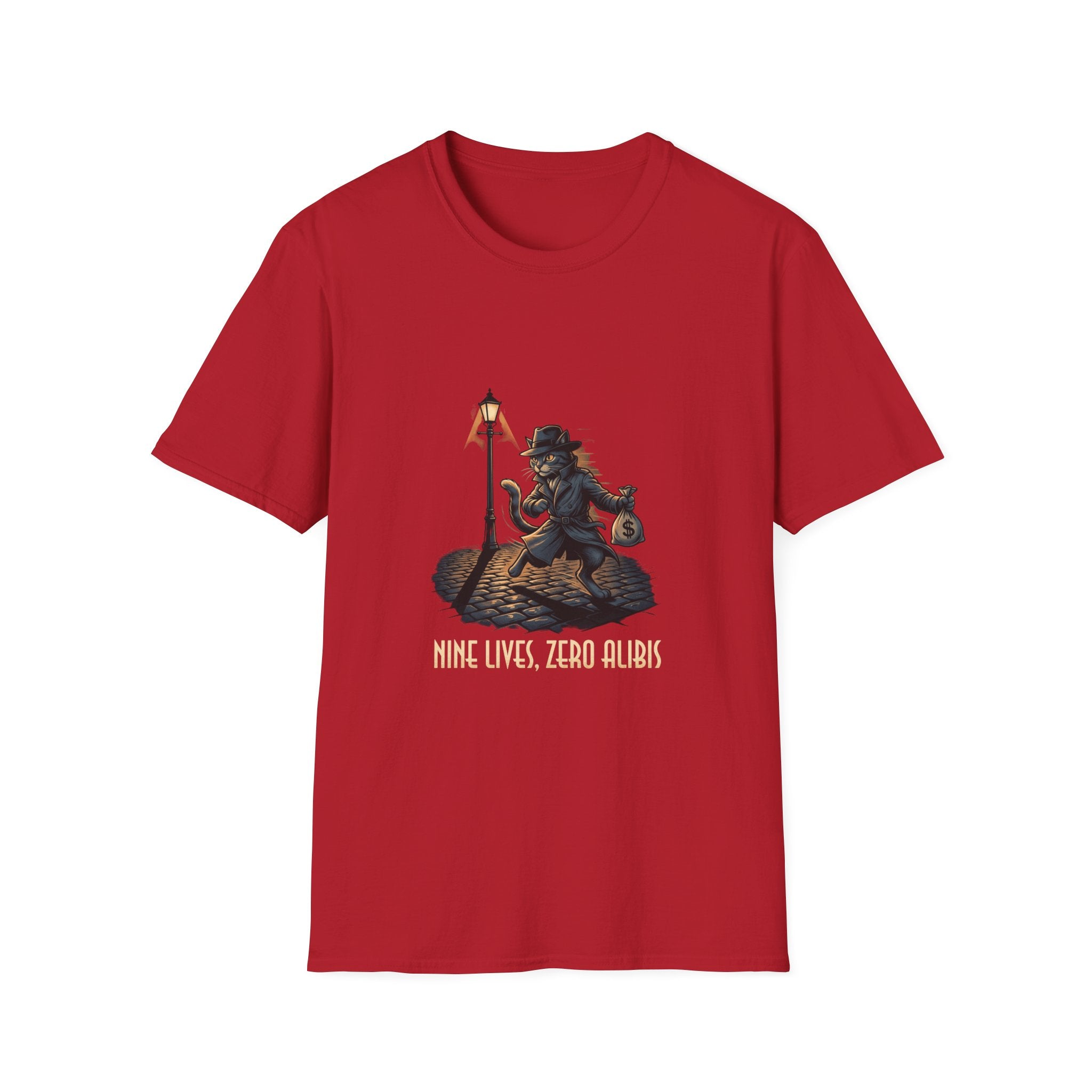 Victorian cat Thief T-Shirt | Lantern, Top Hat, Money Sack