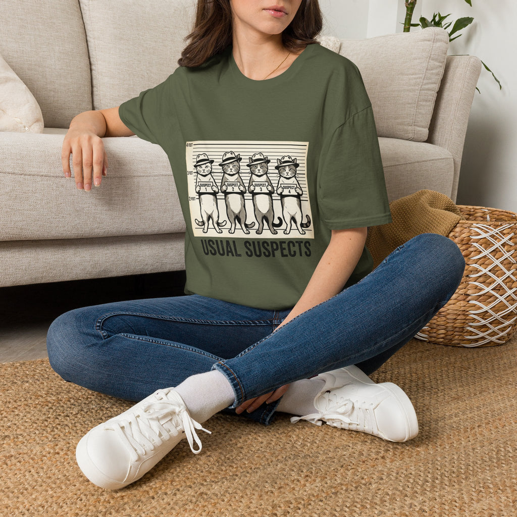 Usual Suspects Cat Mugshot T-Shirt | Funny Cat Police Lineup Tee
