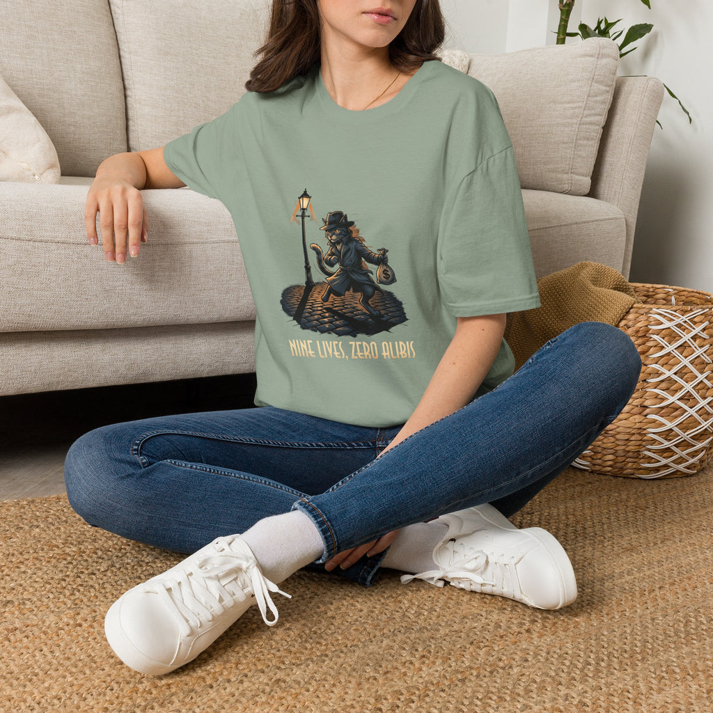Victorian cat Thief T-Shirt | Lantern, Top Hat, Money Sack