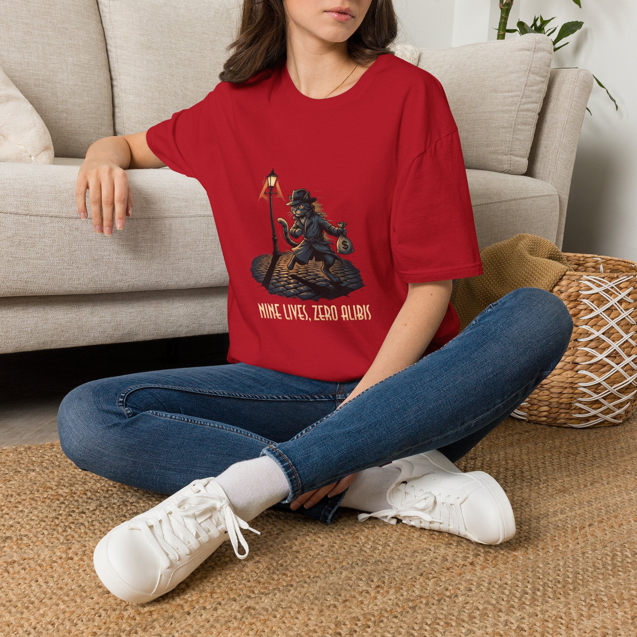 Victorian cat Thief T-Shirt | Lantern, Top Hat, Money Sack