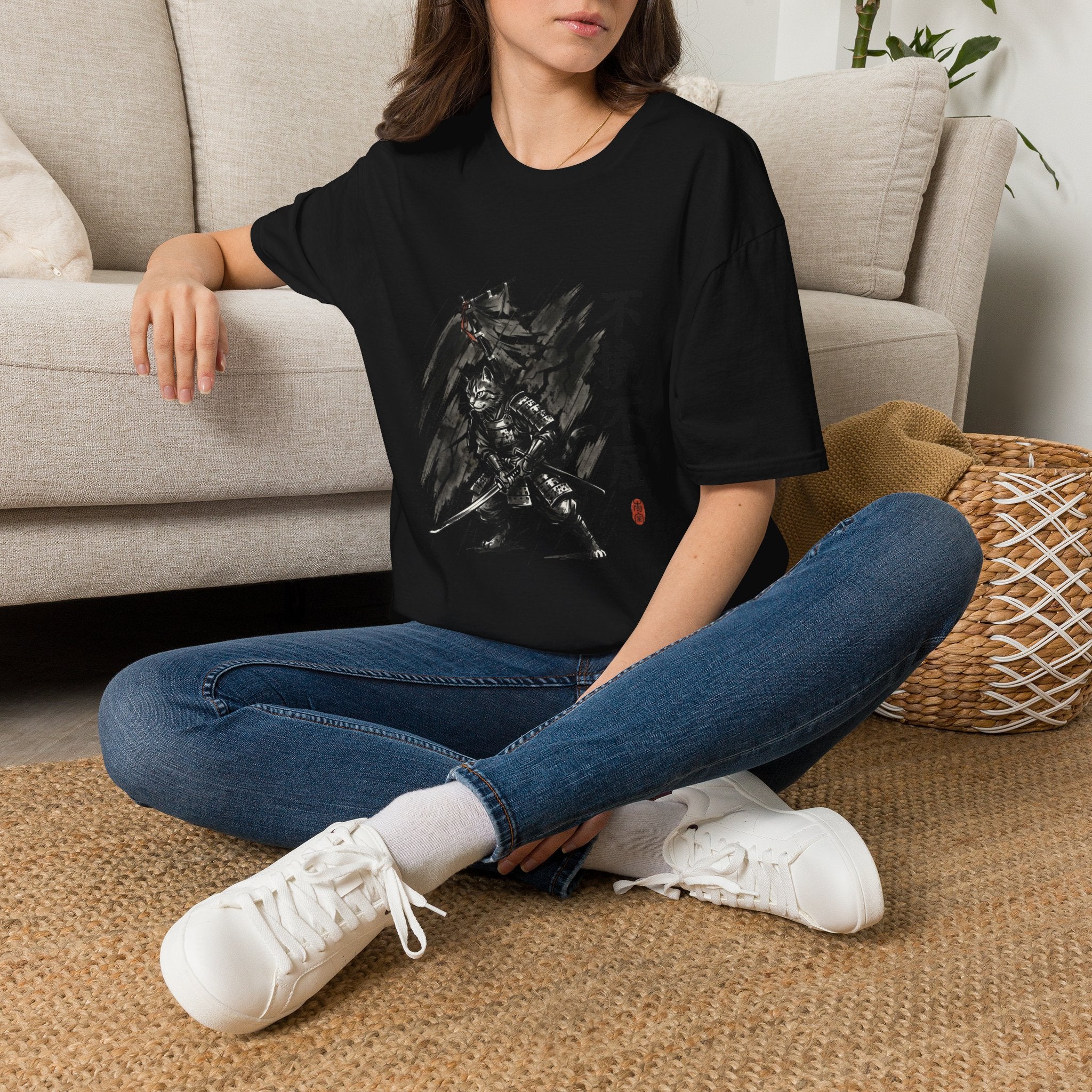 Samurai Brush Art T-Shirt | Japanese Calligraphy Warrior Tee