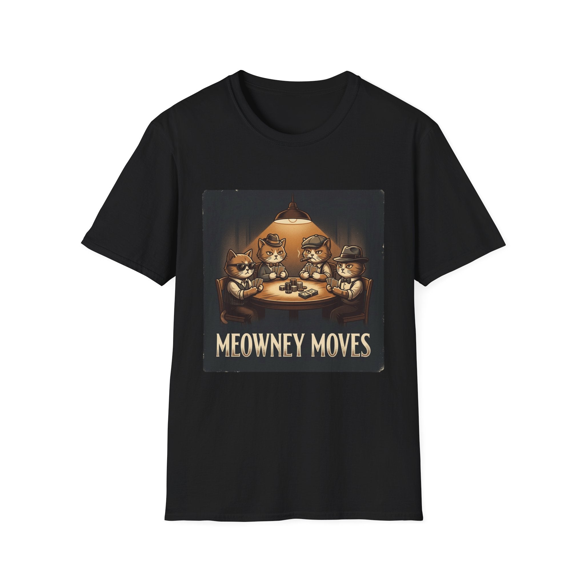Meowney Moves Cats Playing Poker T-Shirt | Cute Cat Illustration