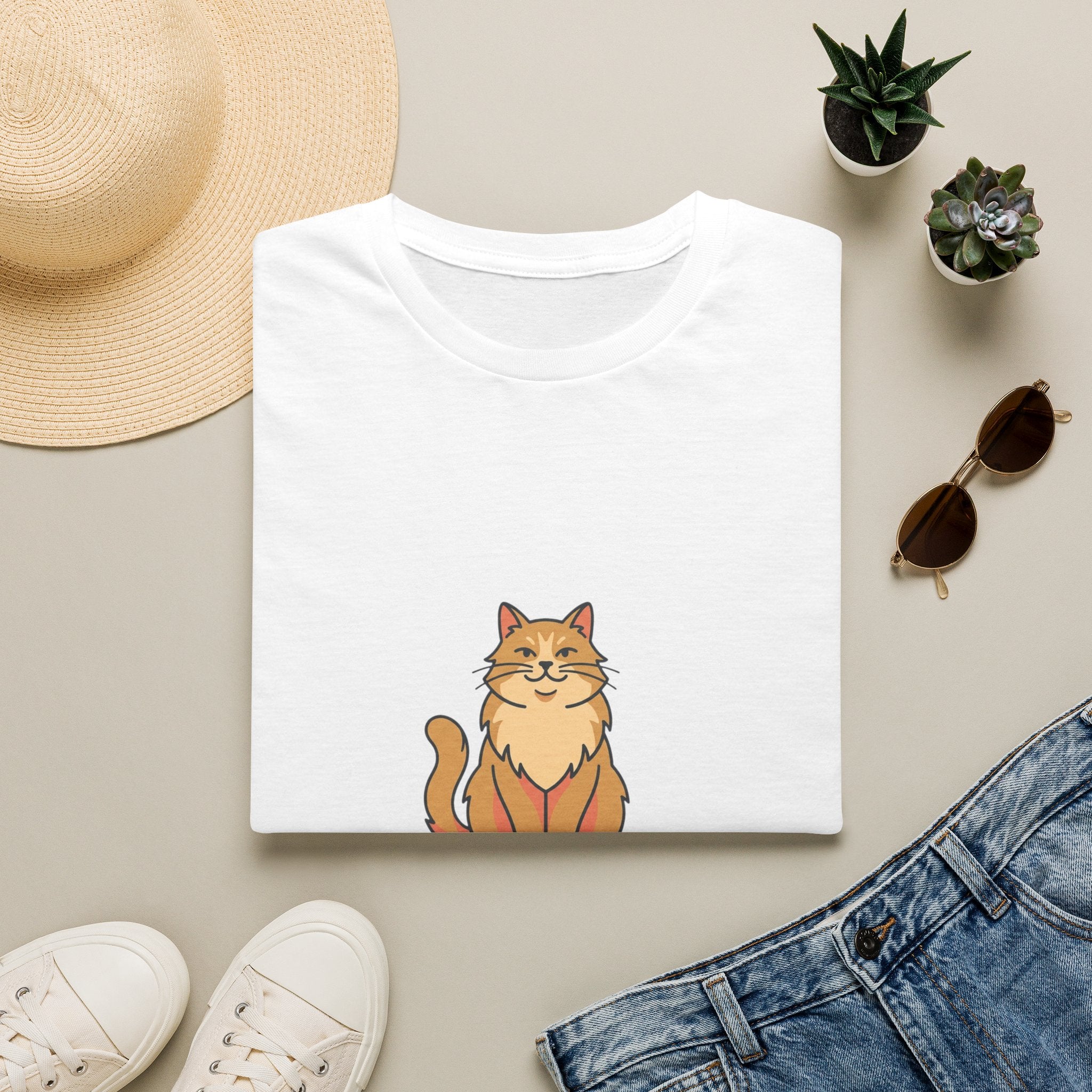 Cat Dad Definition Illustration T-Shirt |  Orange Longhair Cat Illustration