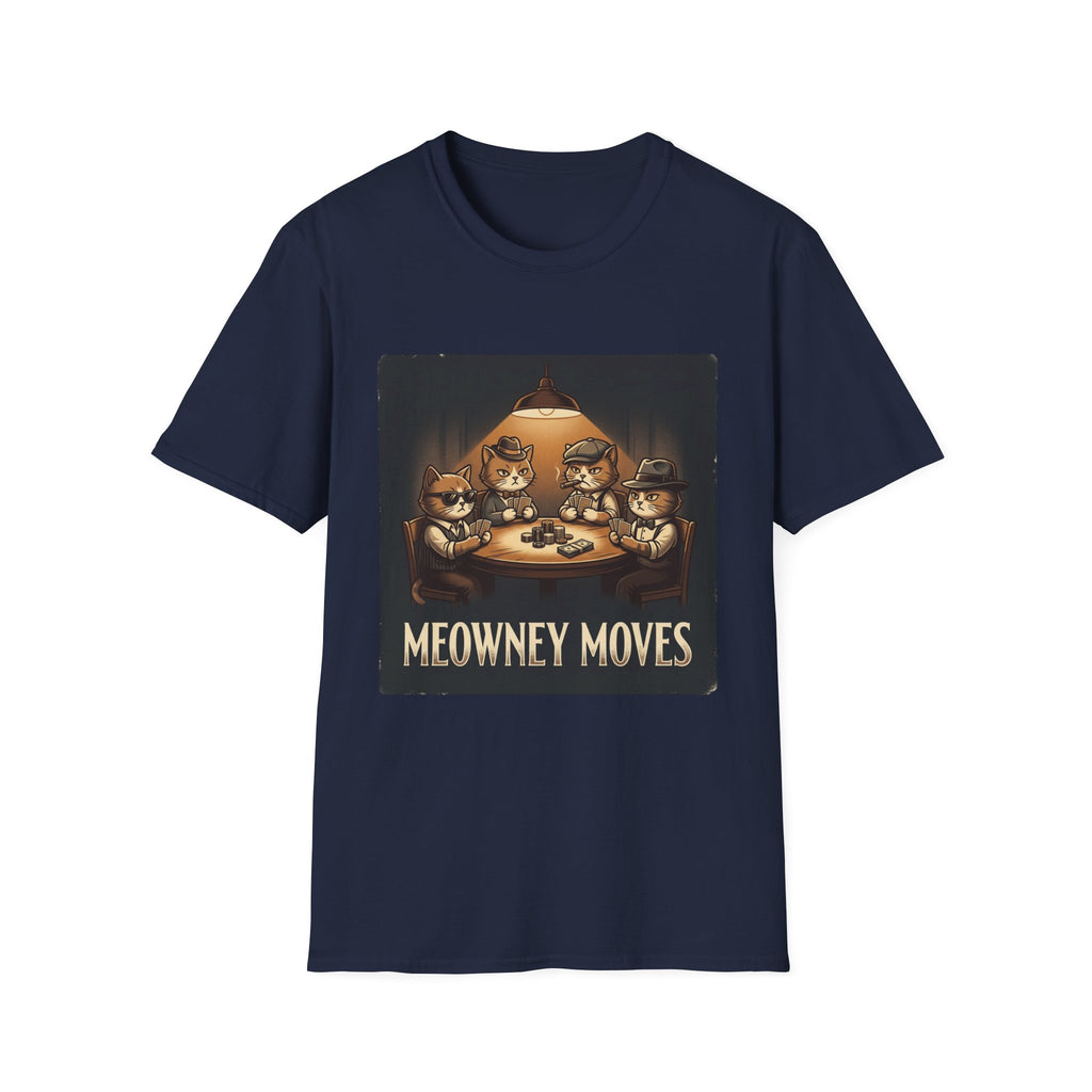 Meowney Moves Cats Playing Poker T-Shirt | Cute Cat Illustration