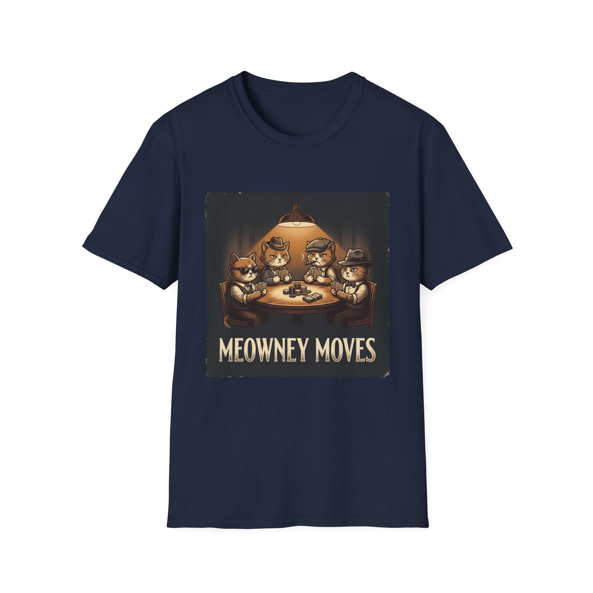 Meowney Moves Cats Playing Poker T-Shirt | Cute Cat Illustration