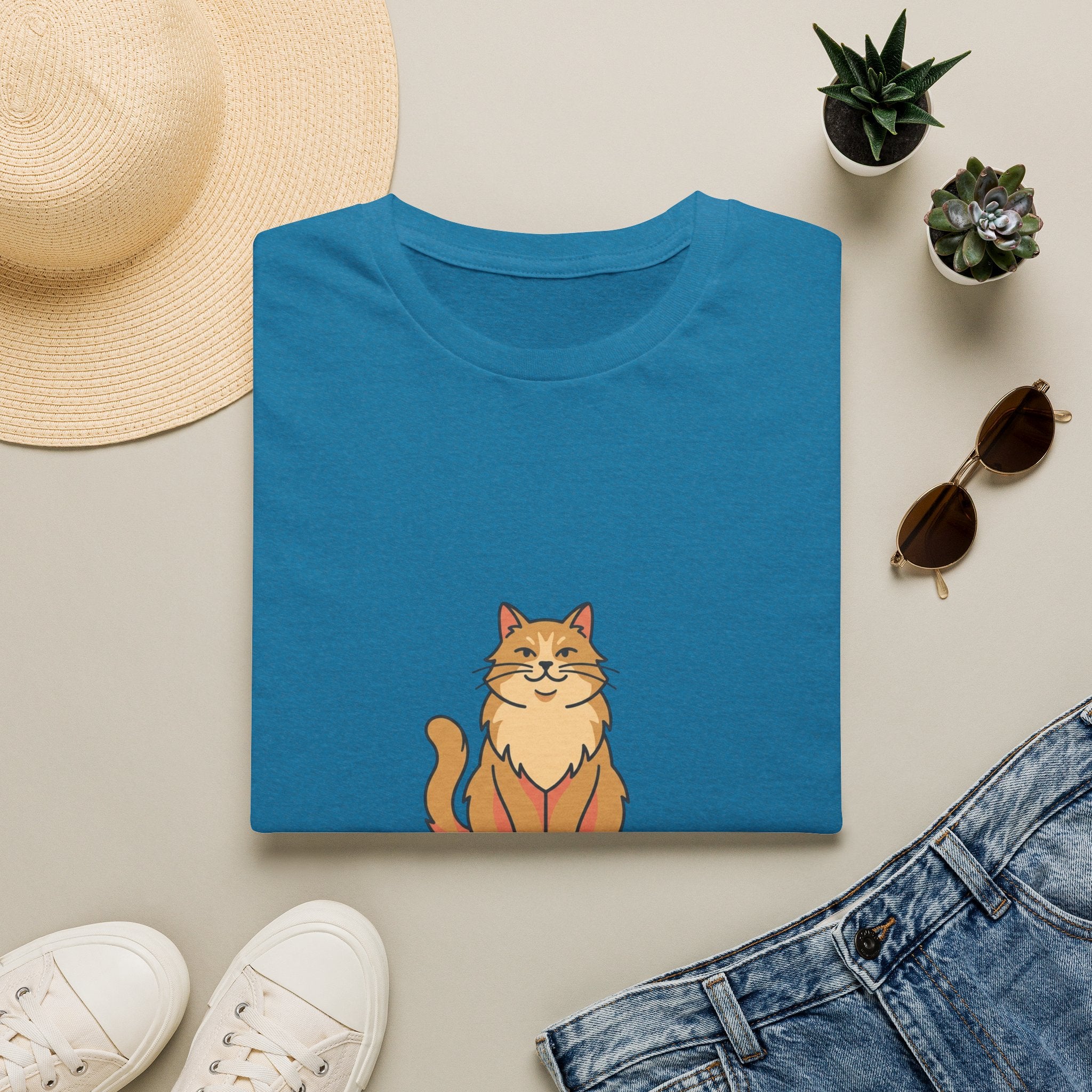 Cat Dad Definition Illustration T-Shirt |  Orange Longhair Cat Illustration