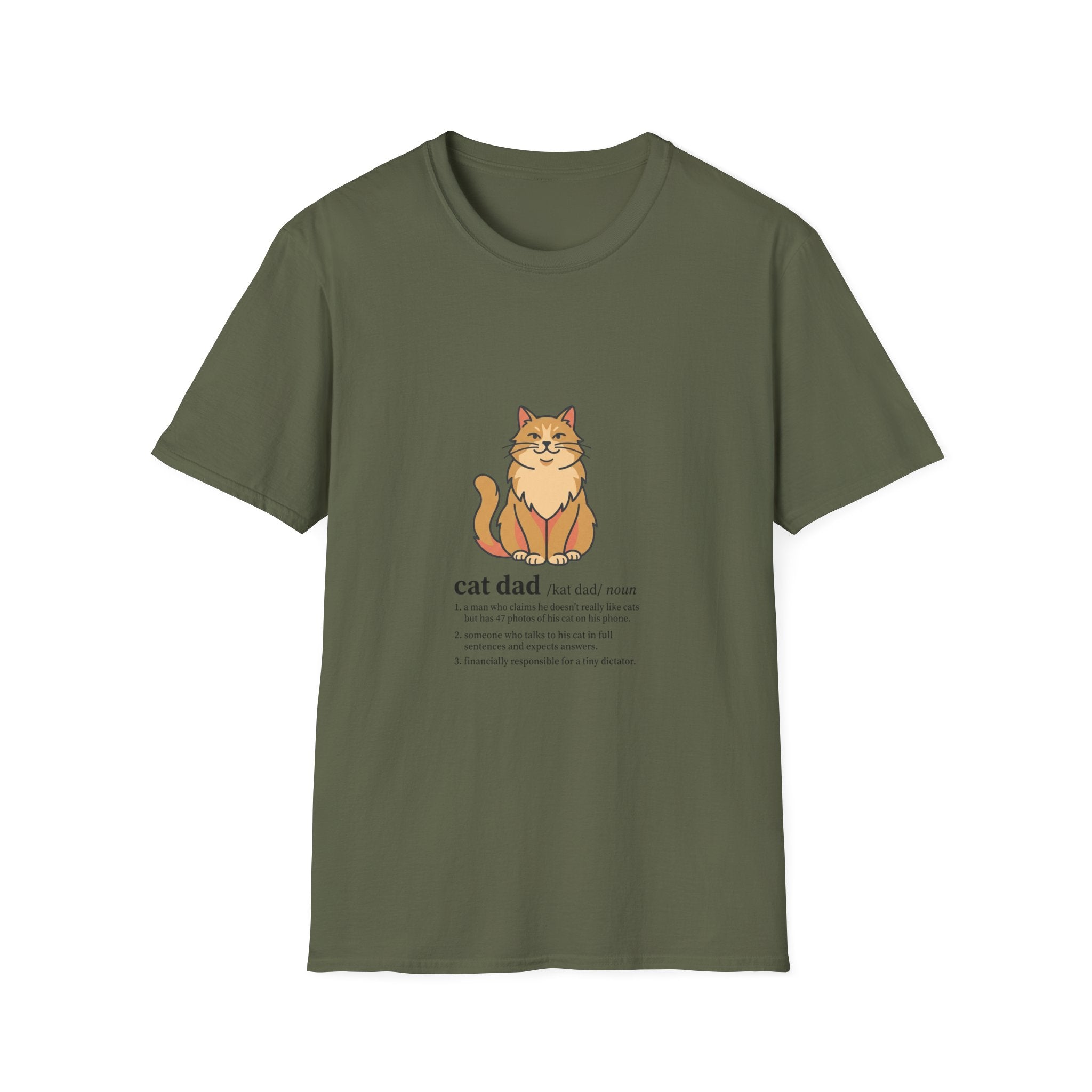 Cat Dad Definition Illustration T-Shirt |  Orange Longhair Cat Illustration