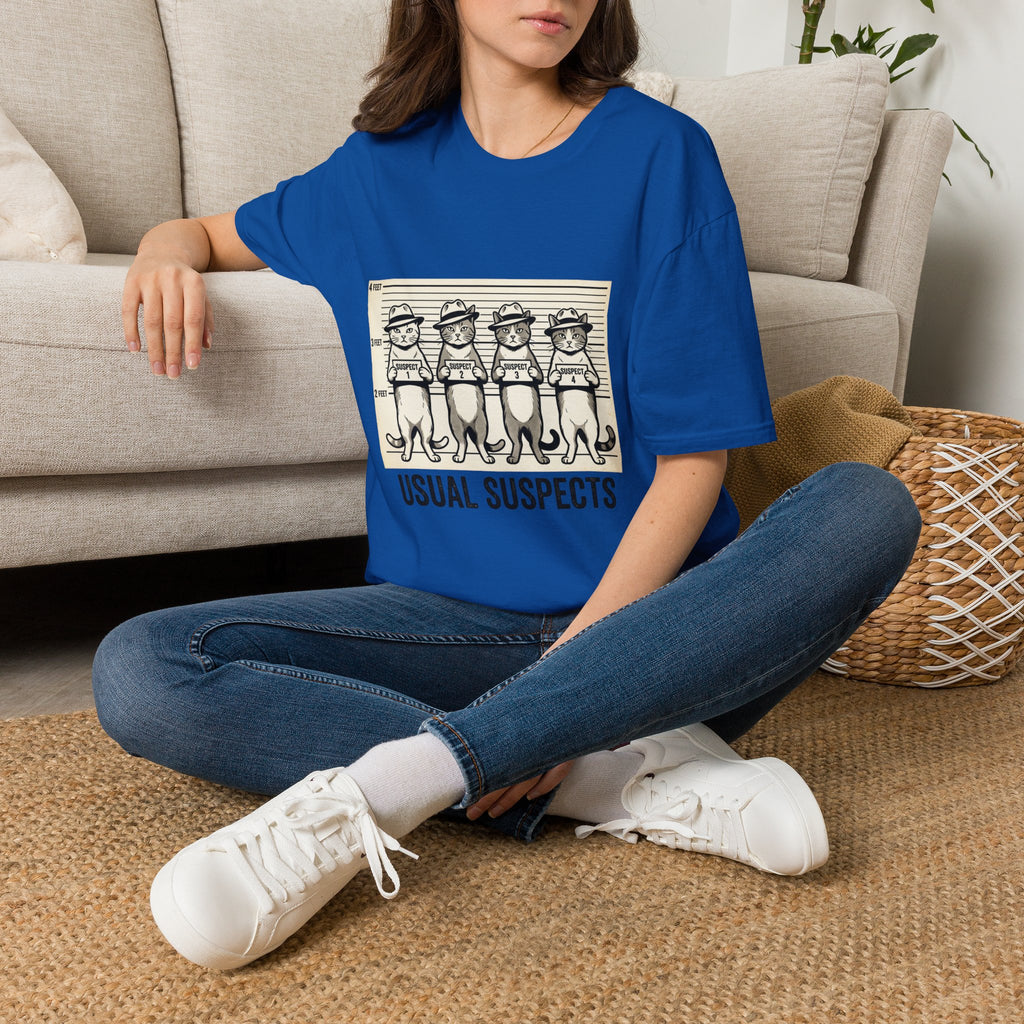 Usual Suspects Cat Mugshot T-Shirt | Funny Cat Police Lineup Tee