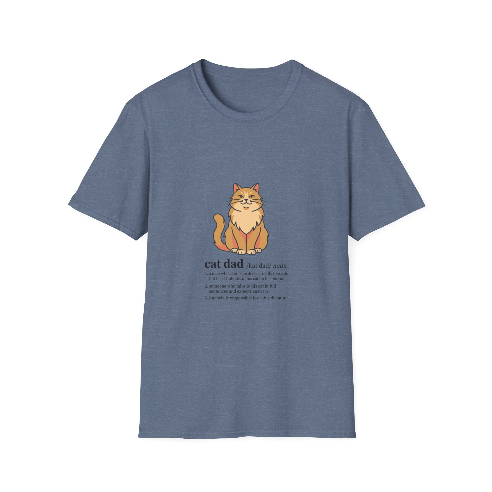 Cat Dad Definition Illustration T-Shirt |  Orange Longhair Cat Illustration