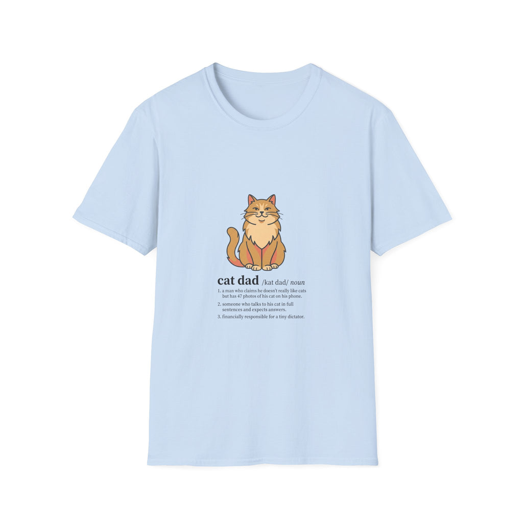 Cat Dad Definition Illustration T-Shirt |  Orange Longhair Cat Illustration