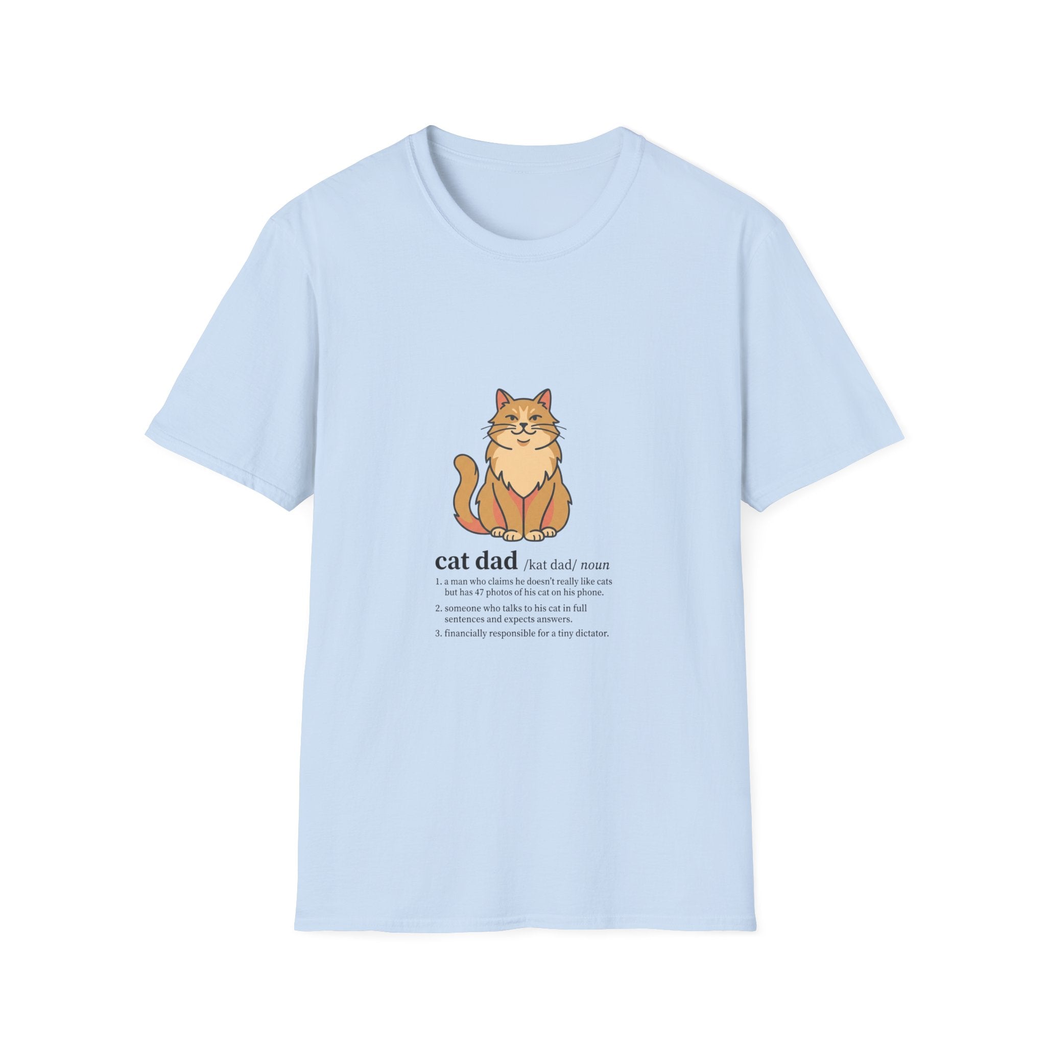 Cat Dad Definition Illustration T-Shirt |  Orange Longhair Cat Illustration