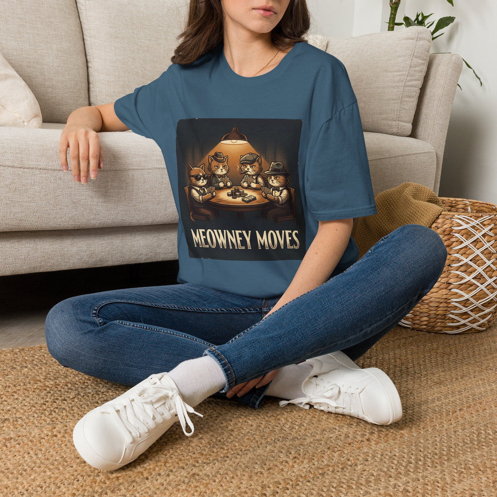 Meowney Moves Cats Playing Poker T-Shirt | Cute Cat Illustration