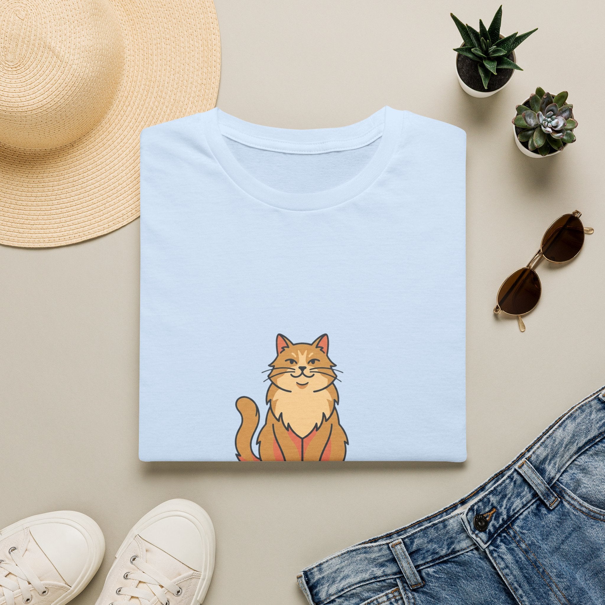 Cat Dad Definition Illustration T-Shirt |  Orange Longhair Cat Illustration