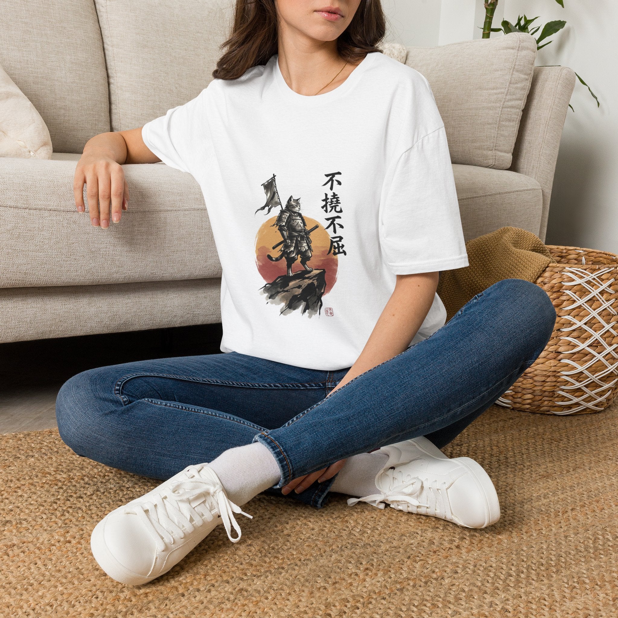 Samurai Warrior Illustration T-Shirt | Japanese Ink Sun Design