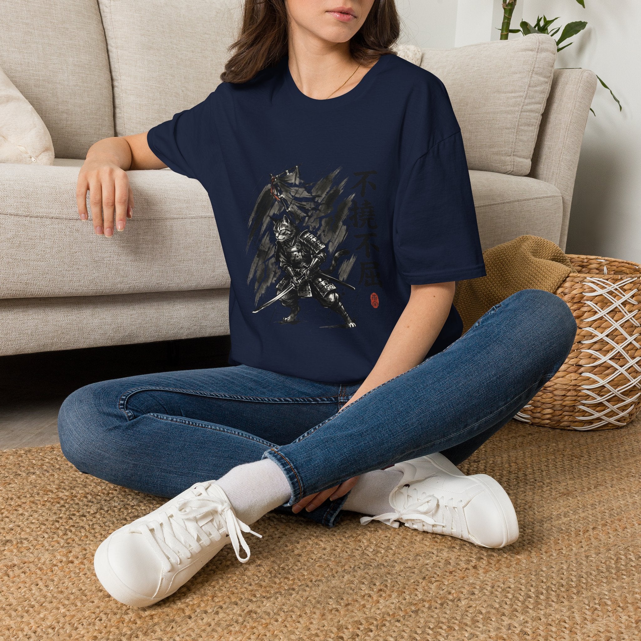 Samurai Brush Art T-Shirt | Japanese Calligraphy Warrior Tee