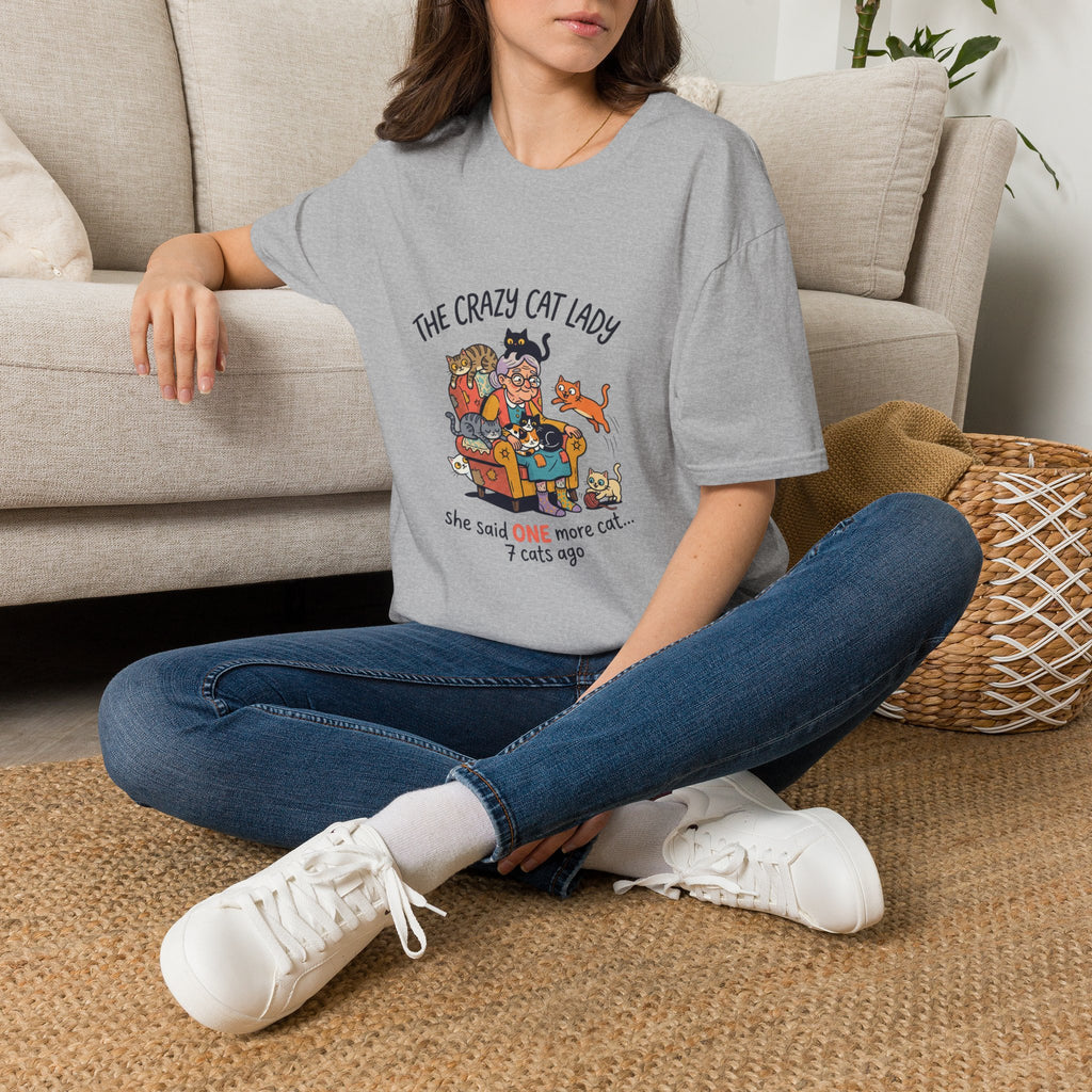 Crazy Cat Lady illustration T-Shirt | Cute cats, senior woman, whimsical design
