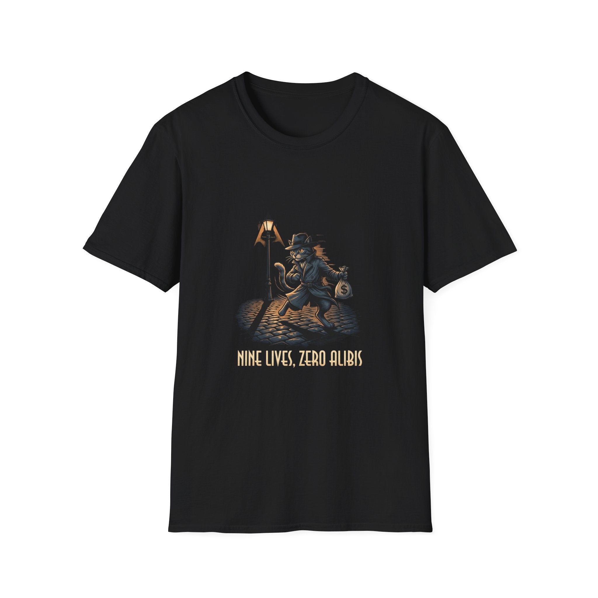Victorian cat Thief T-Shirt | Lantern, Top Hat, Money Sack