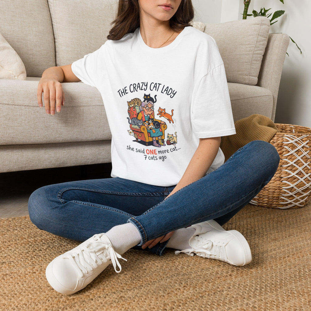 Crazy Cat Lady illustration T-Shirt | Cute cats, senior woman, whimsical design