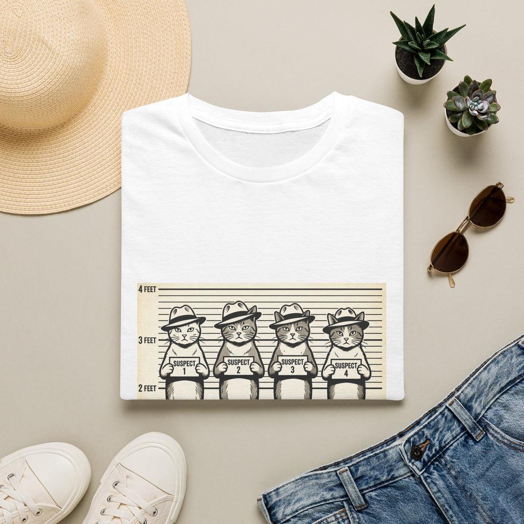 Usual Suspects Cat Mugshot T-Shirt | Funny Cat Police Lineup Tee