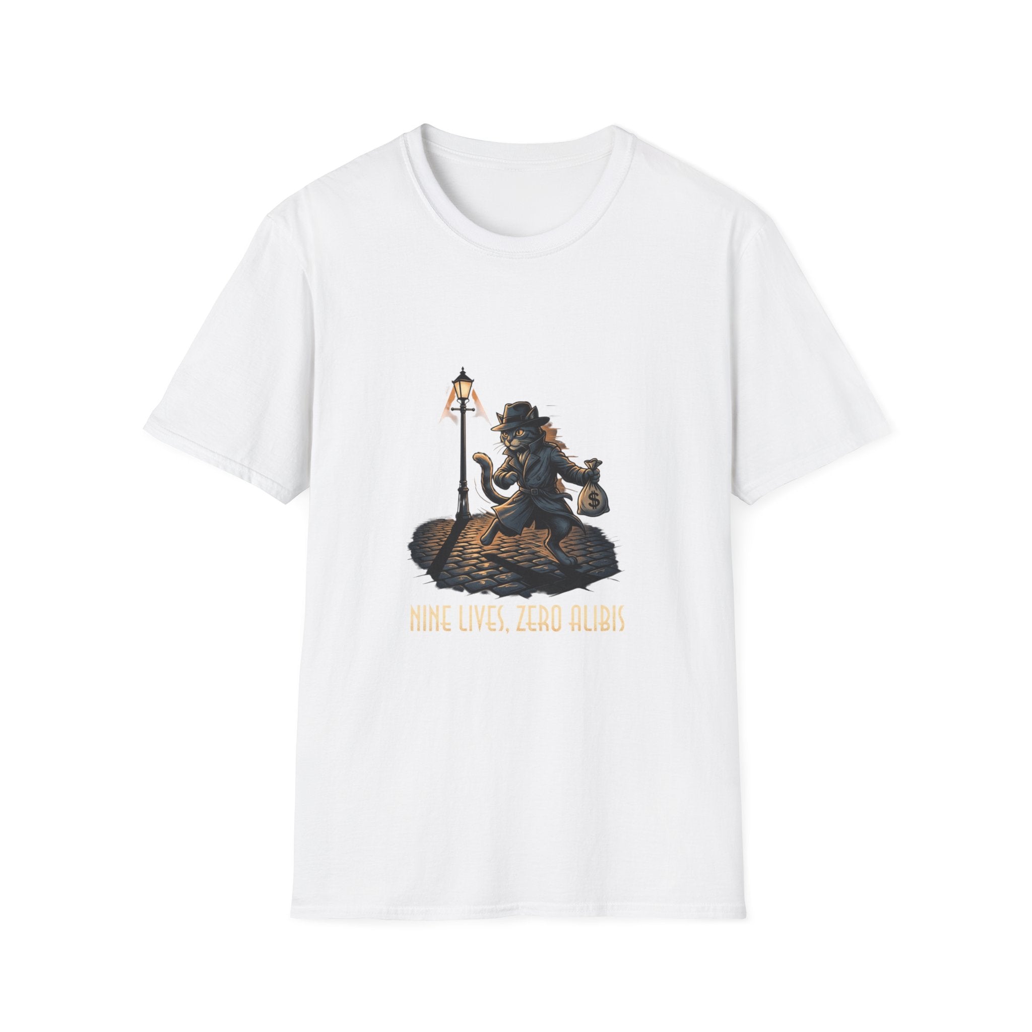 Victorian cat Thief T-Shirt | Lantern, Top Hat, Money Sack