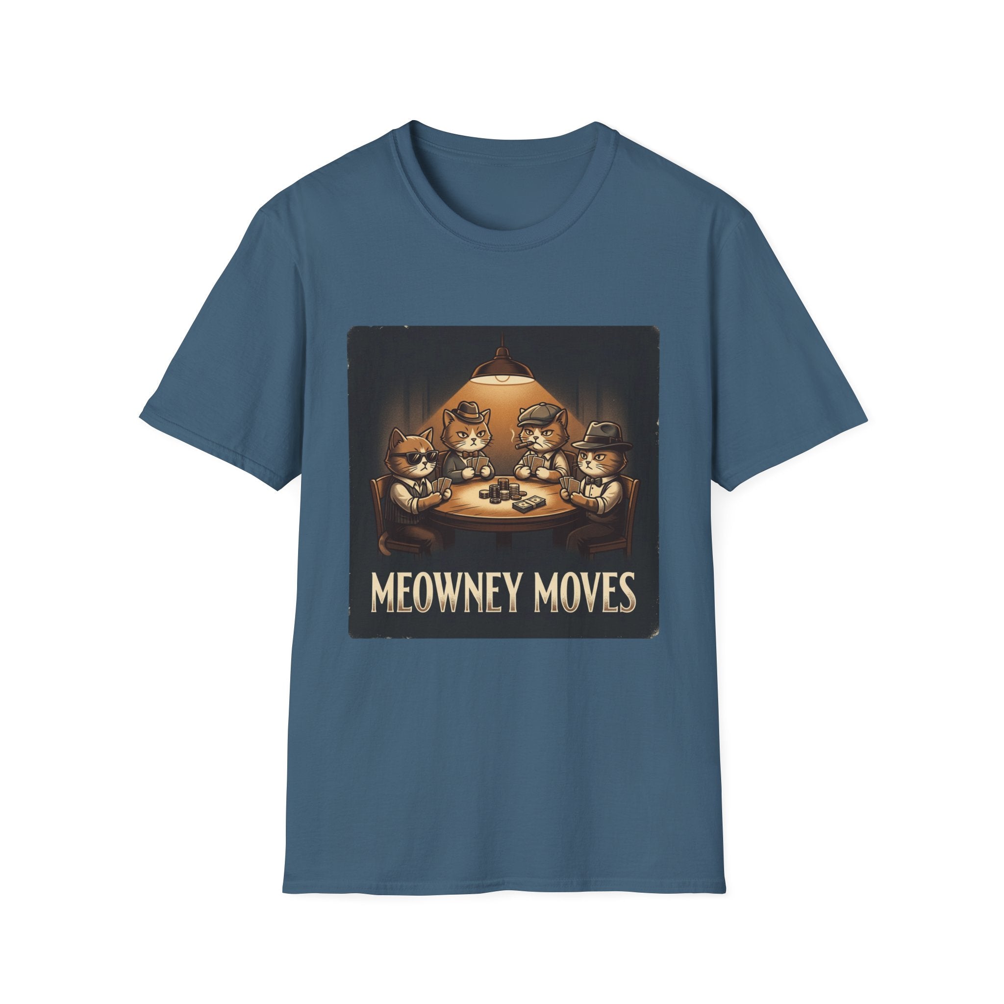 Meowney Moves Cats Playing Poker T-Shirt | Cute Cat Illustration