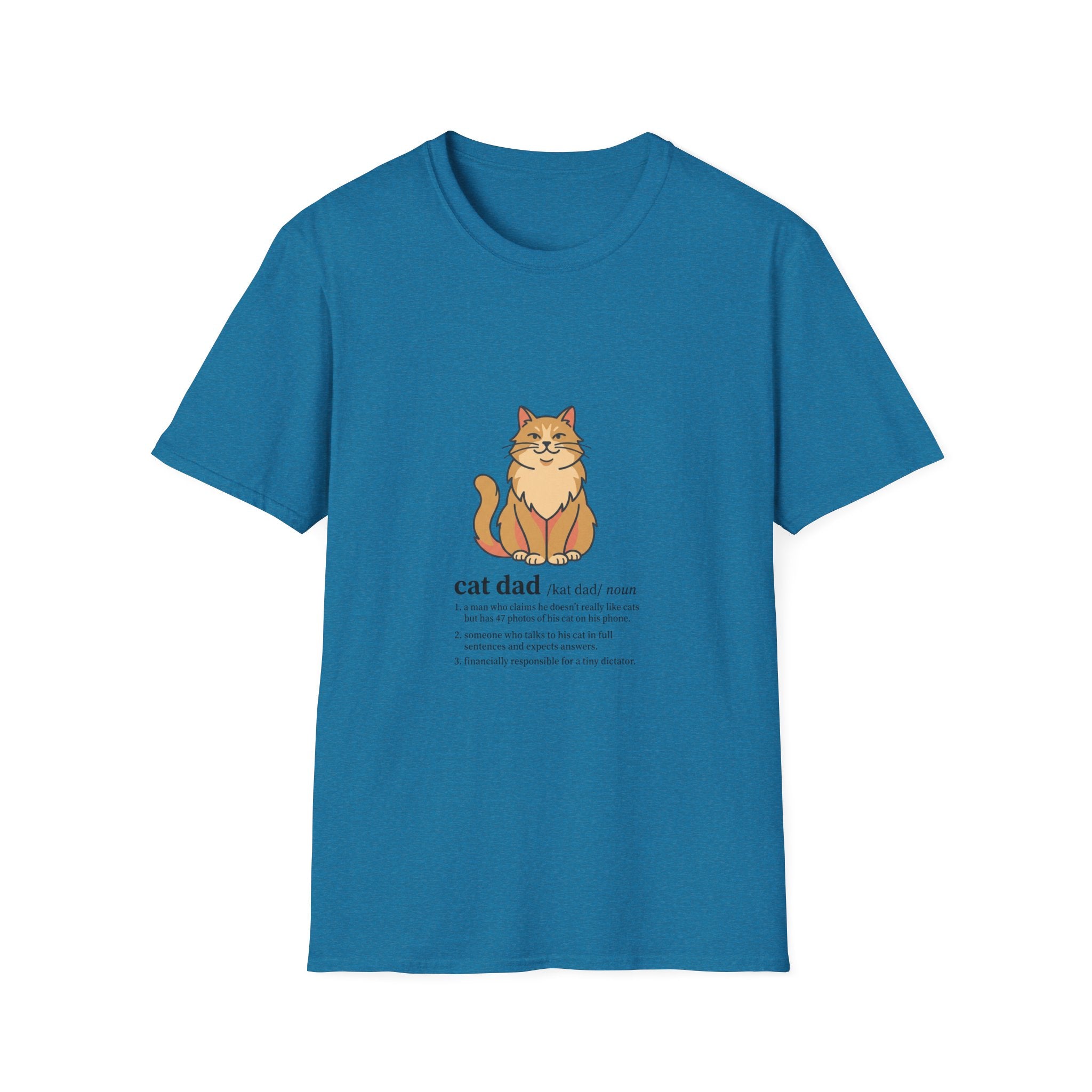 Cat Dad Definition Illustration T-Shirt |  Orange Longhair Cat Illustration