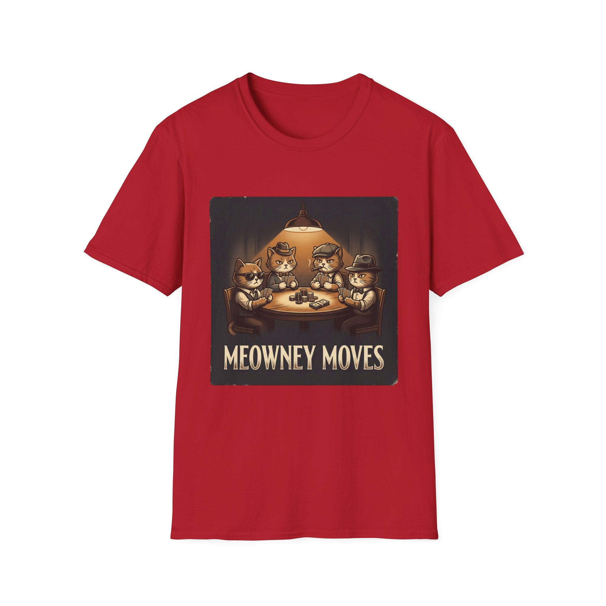 Meowney Moves Cats Playing Poker T-Shirt | Cute Cat Illustration