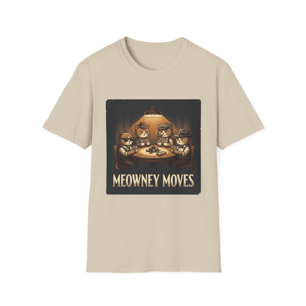 Meowney Moves Cats Playing Poker T-Shirt | Cute Cat Illustration
