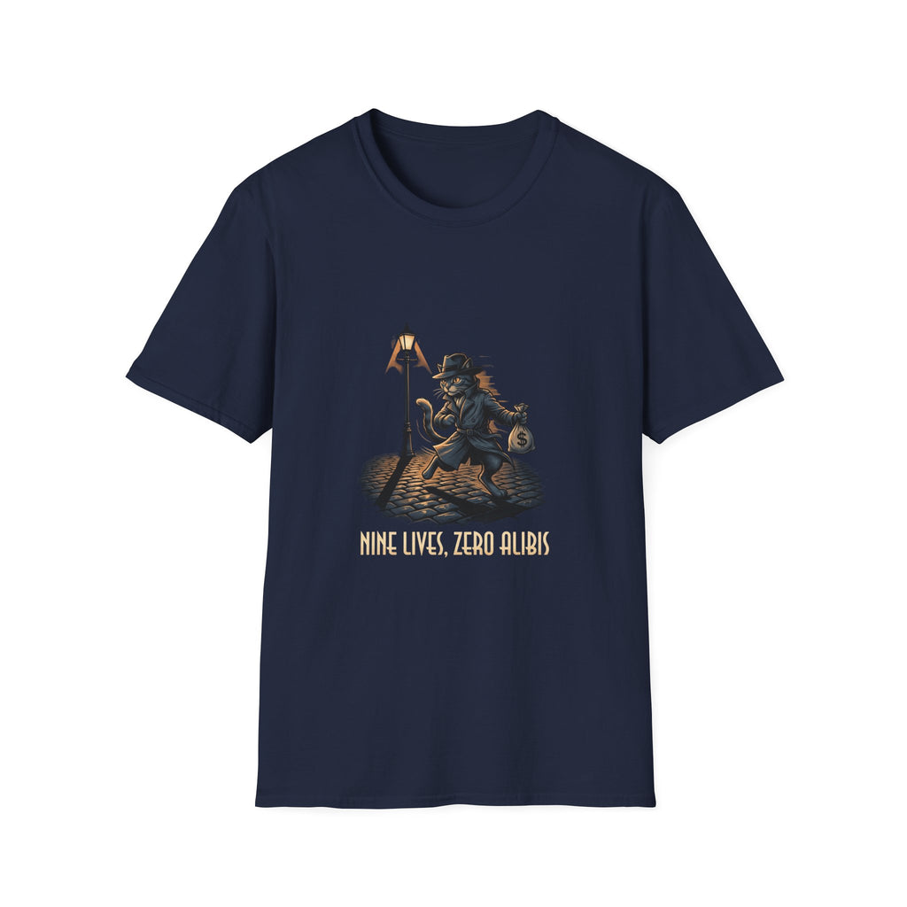 Victorian cat Thief T-Shirt | Lantern, Top Hat, Money Sack