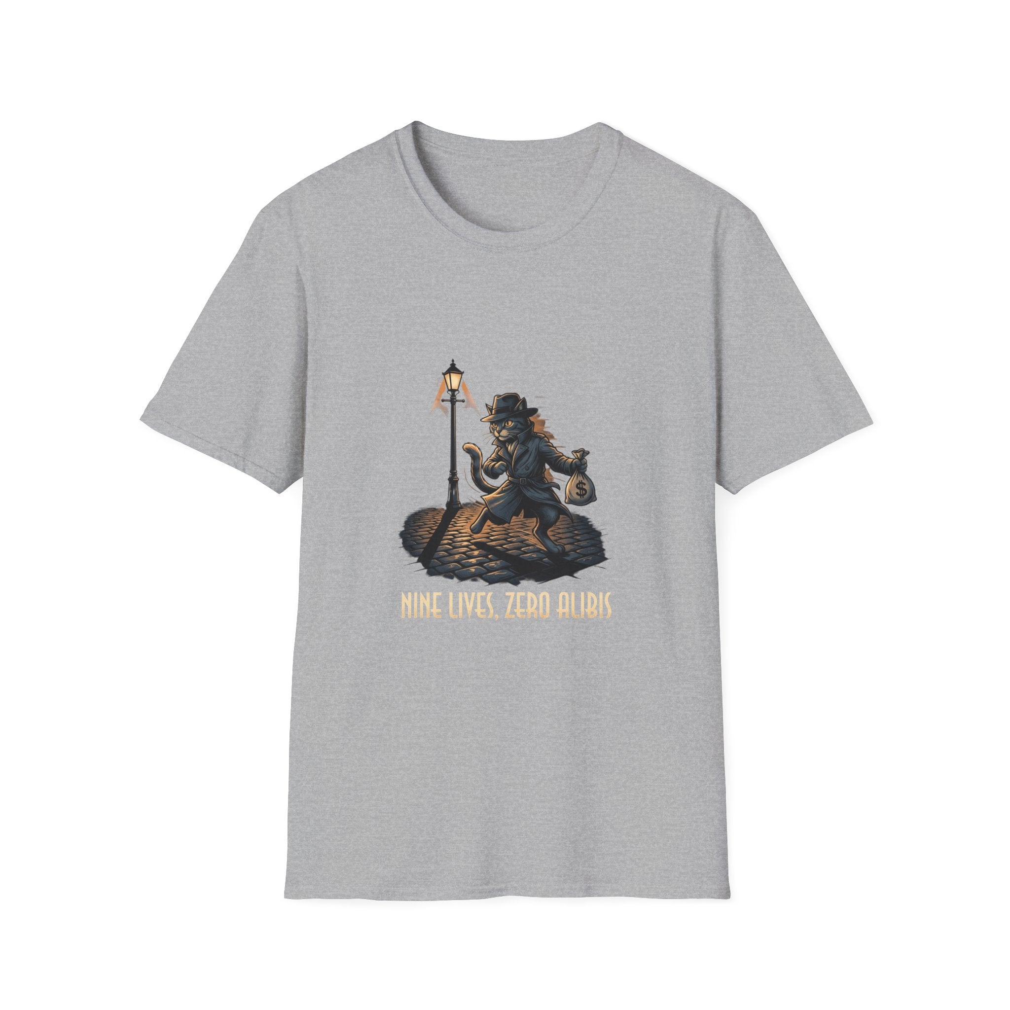 Victorian cat Thief T-Shirt | Lantern, Top Hat, Money Sack