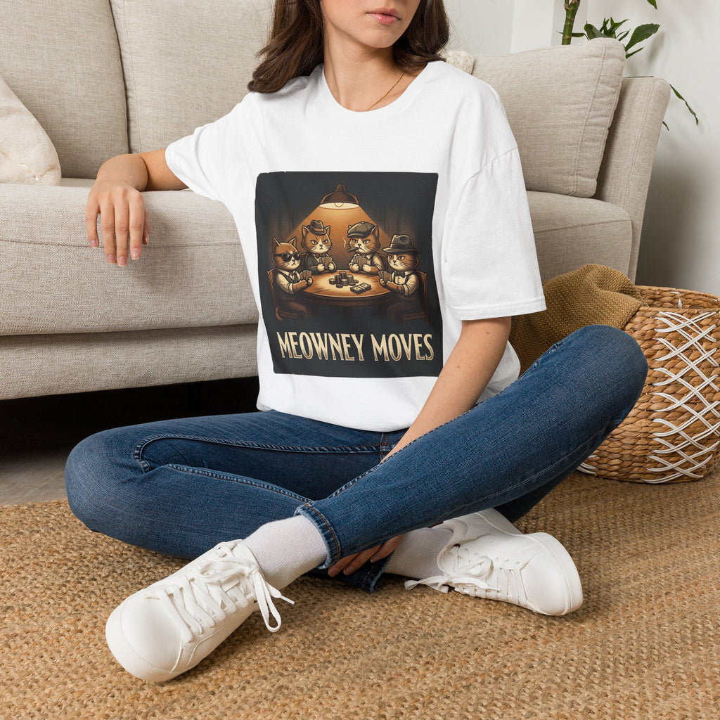 Meowney Moves Cats Playing Poker T-Shirt | Cute Cat Illustration